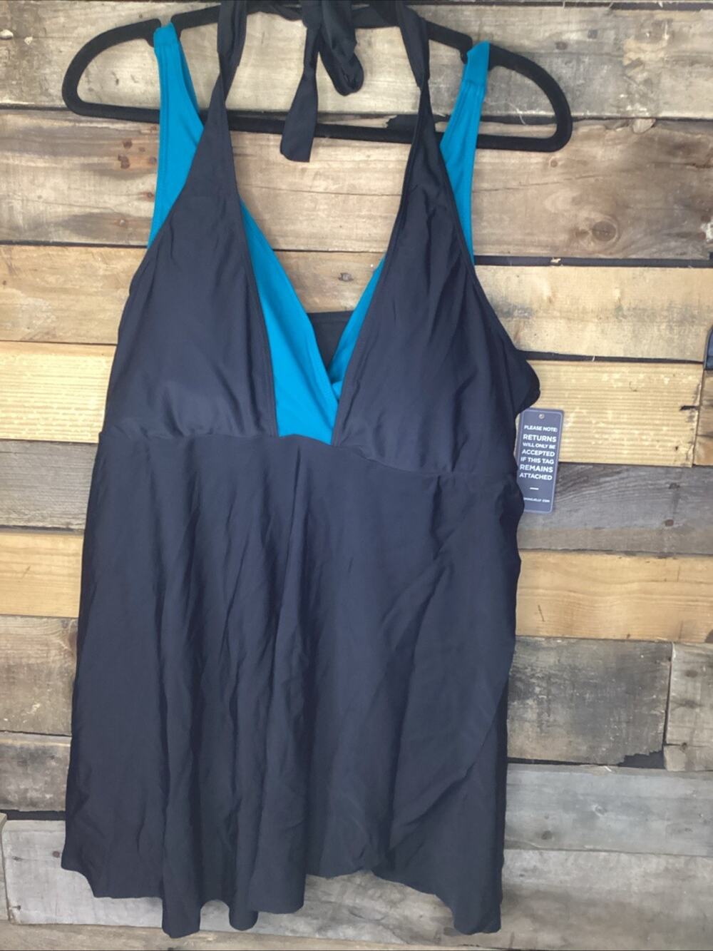 Blooming Jelly One Piece Swim Dress Swimsuit Black And Blue Size 3XL